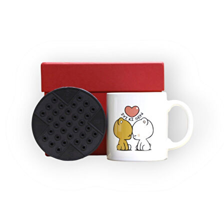 Dün Bugün Gibi! Kırmızı Hediye Kutusu ve İyi Ki Sen Baskılı Kupa Bardak