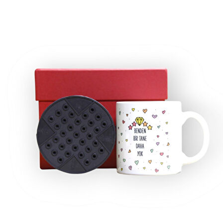 Nostaljik Sürprizlerle Dolu Kırmızı Hediye Kutusu ve Benden Bir Tane Daha Yok Baskılı Kupa Bardak