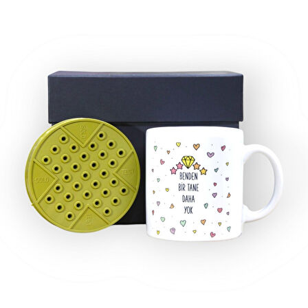 Anılarla Dolu Siyah Hediye Kutusu ve Benden Bir Tane Daha Yok Yazılı Kupa Bardak