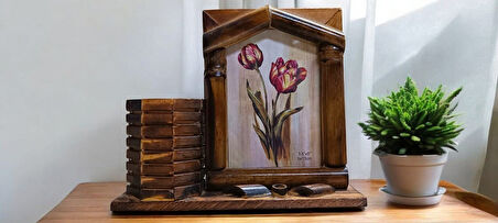 Ahşap Kalemlikli Çerçeve