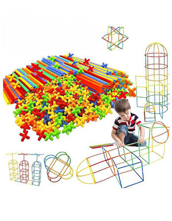 Kutulu Bambu Çubuklar (16 cm) 300 Parça (180 Parça Çubuk 120 Parça Birleştirici )