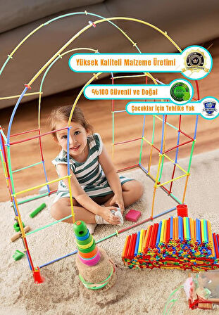 Kutulu Bambu Çubuklar (16 cm) 300 Parça (180 Parça Çubuk 120 Parça Birleştirici )