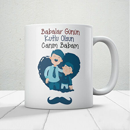Babalar Günün Kutlu Olsun Canım Babam Baskılı Babalar Günü Kupa Bardak Mod1