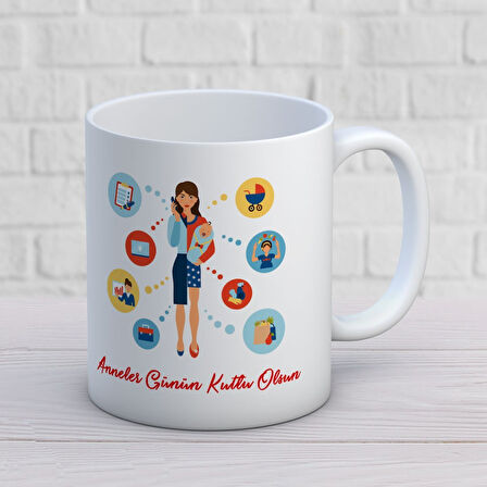 Anneler Günün Kutlu Olsun Yazılı Hediyelik Kupa Anneler Günü Tasarımlı Baskılı Kupa Bardak
