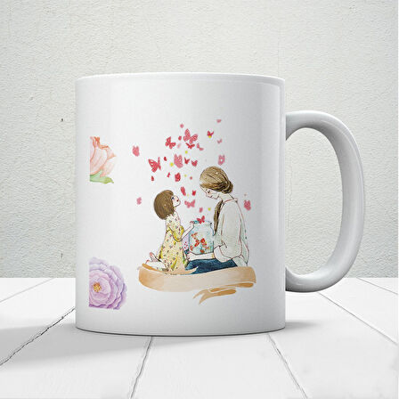 Anneye Özel 1 Adet Mesajlı Tasarım-Annelerin Kalbini Isıtacak Anneler Günü Hediyelik Kupa