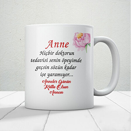 Anneye Özel 1 Adet Mesajlı Tasarım-Annelerin Kalbini Isıtacak Anneler Günü Hediyelik Kupa