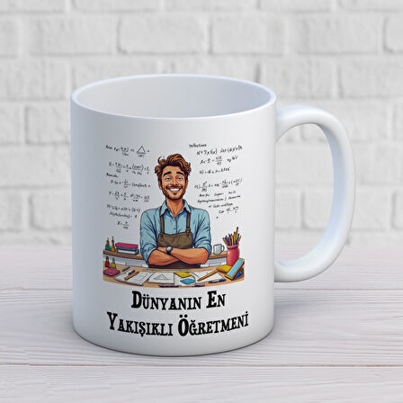 Dünyanın En Yakışıklı Öğretmenine Özel Öğretmenler Günü Hediyelik Baskılı Kupa