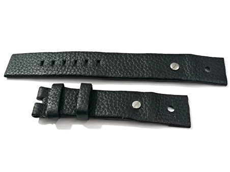 Dizel Uyumlu vidalı Saat Kordonu Hakiki Deri 22 mm  siyah vidalı