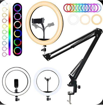 14 İnç Esnek Masaüstü Sıkıştırmalı Tiktoker Ring Light LED Selfie Yayın Işığı- Stand Lüx