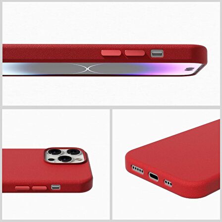 Smcase iPhone 14 Pro Kılıf Alphines Wiriless Destekli Suni Deri Kapak