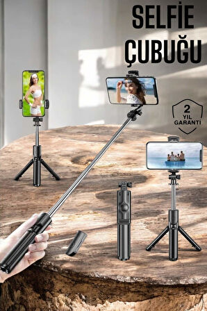 Kumandalı Tripod Telefon Tutucu Selfie Çubuğu 360 Derece Dönebilen