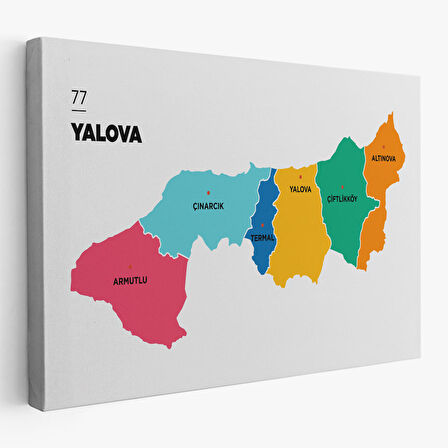 Harita Sepeti Yalova İli ve İlçeler Haritası Dekoratif Kanvas Tablo 1481