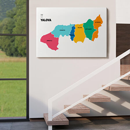 Harita Sepeti Yalova İli ve İlçeler Haritası Dekoratif Kanvas Tablo 1481