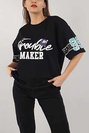 Siyah Trouble Maker Tshirt