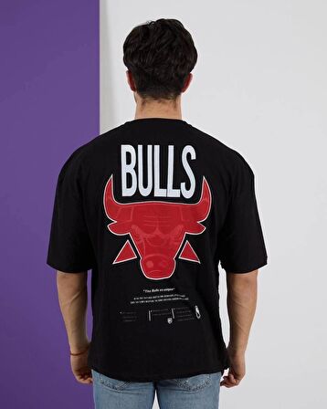 BULLS BASKILI SİYAH T-SHİRT