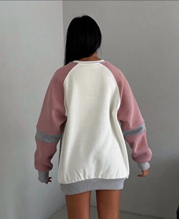 1992 Baskılı Gül kurusu Oversize Sweatshirt