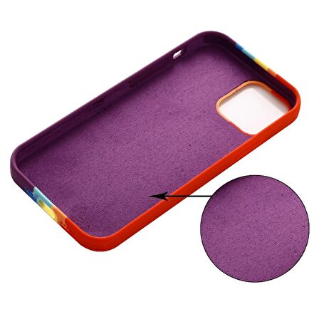 Smcase iPhone 14 Pro Kılıf Gökkuşağı Desenli Lansman Silikon 