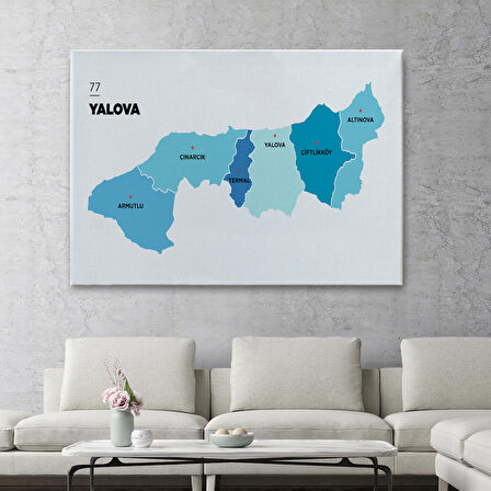 Harita Sepeti Yalova İli ve İlçeler Haritası Dekoratif Kanvas Tablo 1483