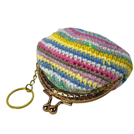 Uretti - Öznur 7392 1700 El Örgüsü Şerit Desen Mini Bozuk Para Cüzdanı