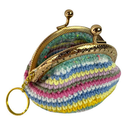 Uretti - Öznur 7392 1700 El Örgüsü Şerit Desen Mini Bozuk Para Cüzdanı