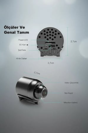 1080P HD WiFi Mini Kamera 120° Geniş Açı Gece Görüşü Manyetik 360° Döner TF Kart Destekli