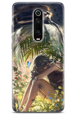 Xiaomi Mi 9t uyumlu Girls 27 TPU Silikon Kelebek ve Genç Kız