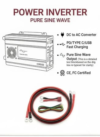 1000W Tam Sinüs İnverter 12V DC 220V AC Çevirici USB Çıkışlı Araç Karavan Solar Güç Dönüştürücü