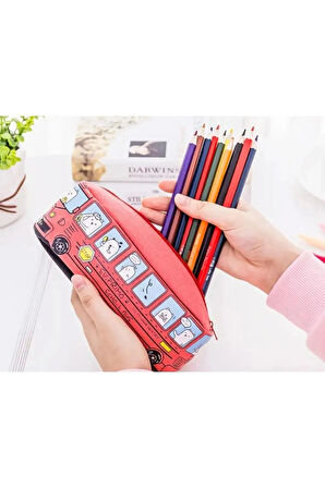 Kırmızı Otobüs Kalem Kutusu