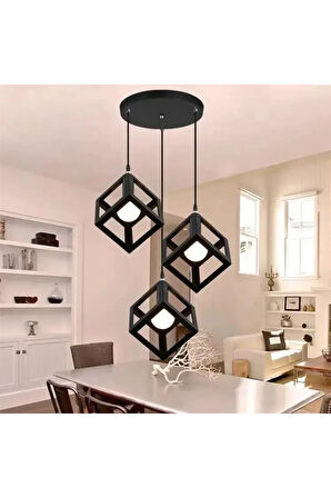 Rustik Retro Metal Küp Avize