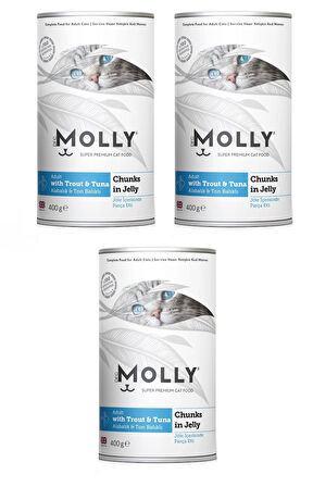 Molly Alabalıklı ve Ton Balıklı Jöleli Kedi Konservesi 400 Gr. X 3 Adet