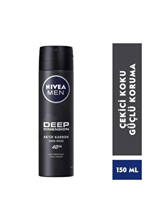 Nivea Men Deep Dimension Duş Jeli 500 ml Sprey Deodorant 150 ml Roll-on Deodorant 50 ml  banyo