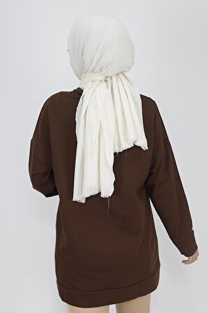 Zincir Kolye Detaylı 2 İp Kumaş Sweatshirt