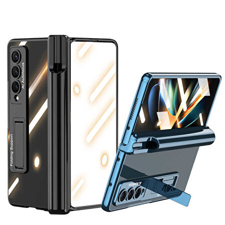 Smcase Samsung Galaxy Z Fold4 Kılıf Kıpta Kalem Bölmeli Standlı Kapak