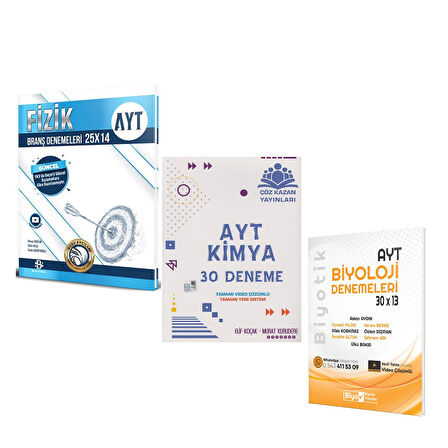 Bilgi Sarmal AYT Fizik Çöz Kazan Kimya ve Biyotik Biyoloji Deneme Seti 3 Kitap