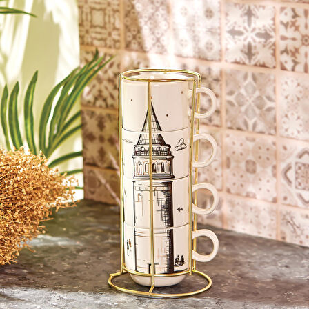 Karaca X Ist Collection Galata 4 Parça Standlı Mug Kupa