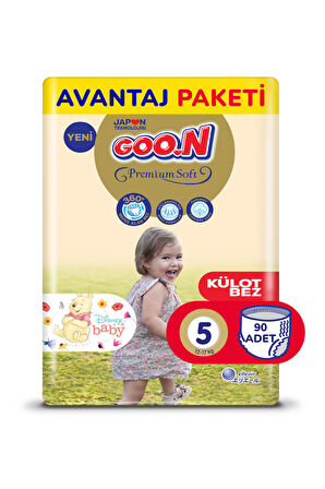 Goo.n Premium Soft 5 Numara Süper Yumuşak Külot Bebek Bezi Avantajlı Paket - 90 Adet