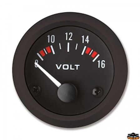 Trem voltmetre Dış Ø 57 mm, montaj Ø 52 mm Siyah