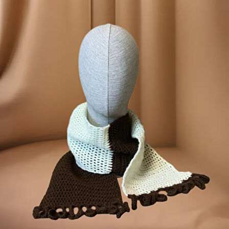 Uretti - Kadir 7704 El Yapımı Örgü İki Renkli Atkı