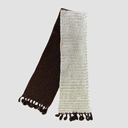 Uretti - Kadir 7704 El Yapımı Örgü İki Renkli Atkı