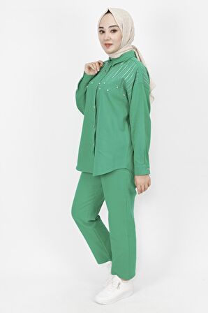 Gabardin Kumaş Taş Detaylı 2 Li Takım