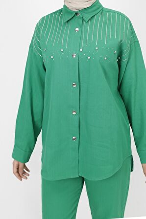 Gabardin Kumaş Taş Detaylı 2 Li Takım