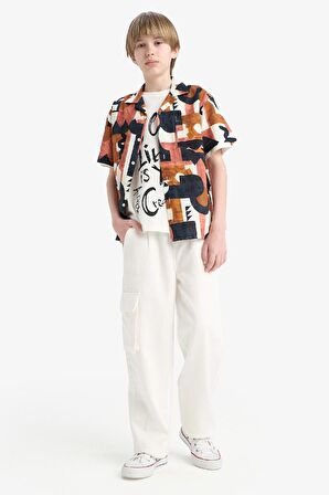 Erkek Çocuk Wide Leg Standart Paça Gabardin Pantolon