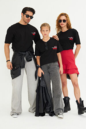 Amalfi Coast Baskılı Oversize Erkek Pamuklu Bisiklet Yaka Baskılı Tişört