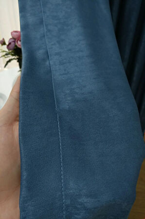 Fon Kumaş Perde Indigo Renk Kadifemsi Yumuşak Soft Kanat Yan Perde 1e 3 Dökümlü Sade Şık Tasarım