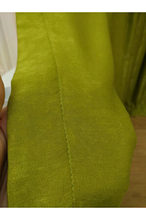 Fon Kumaş Perde Yosun Yeşil Renk Kadifemsi Yumuşak Soft Kanat Yan Perde 1e 3 Dökümlü Pile