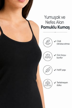 Kadın İp Askılı Atlet (TUTKU YETKİLİ SATICISI) - Pamuklu Rahat Kalıp Günlük Kullanım İç Giyim – 1 ADET