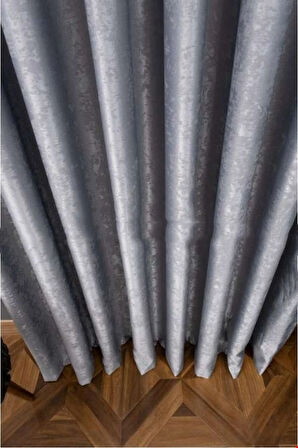 Fon Kumaş Perde Gri Renk Kadifemsi Yumuşak Soft Kanat Yan Perde 1e 3 Dökümlü Pile Fon Perde