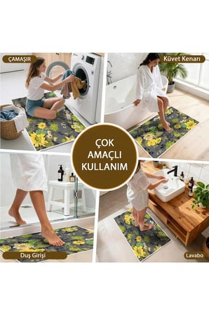 Banyo Paspası, Yumuşak Banyo Halısı, Kaymaz Dot Tabanlı, Yıkanabilir - 60x100