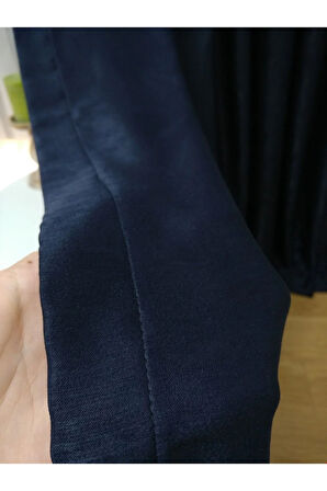 Fon Kumaş Perde Lacivert Koyu Mavi Renk Kadifemsi Yumuşak Soft Kanat Yan Perde 1e 3 Dökümlü Pile