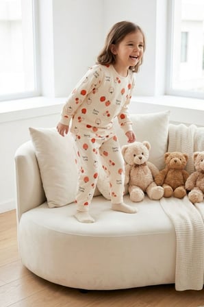Kız Çocuk Pamuklu  Desenli Pijama Takım TKM1018